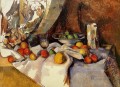 Bodegón Post Botella Copa y Fruta Paul Cezanne